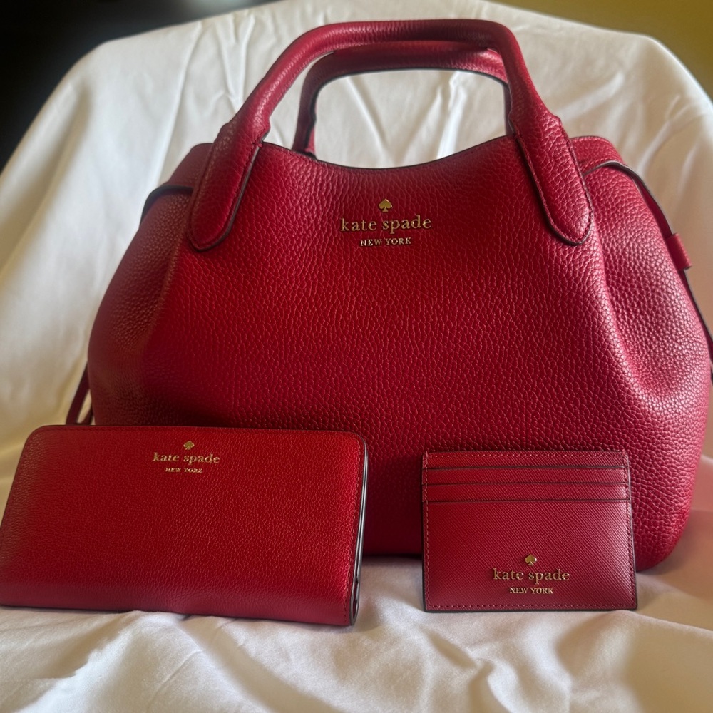 Kate Spade Cherry Red Satchel and Wallet Set